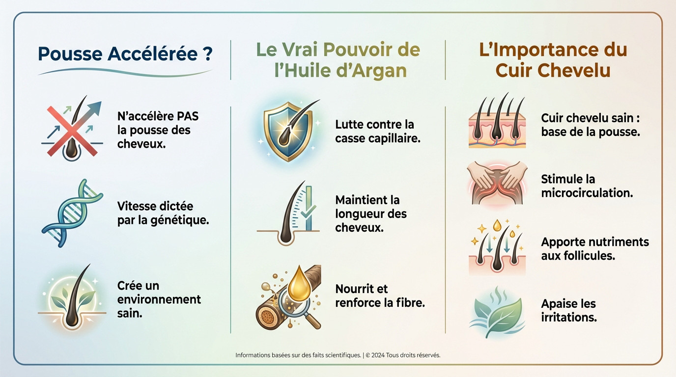 Application d'huile d'argan sur les cheveux pour favoriser la pousse