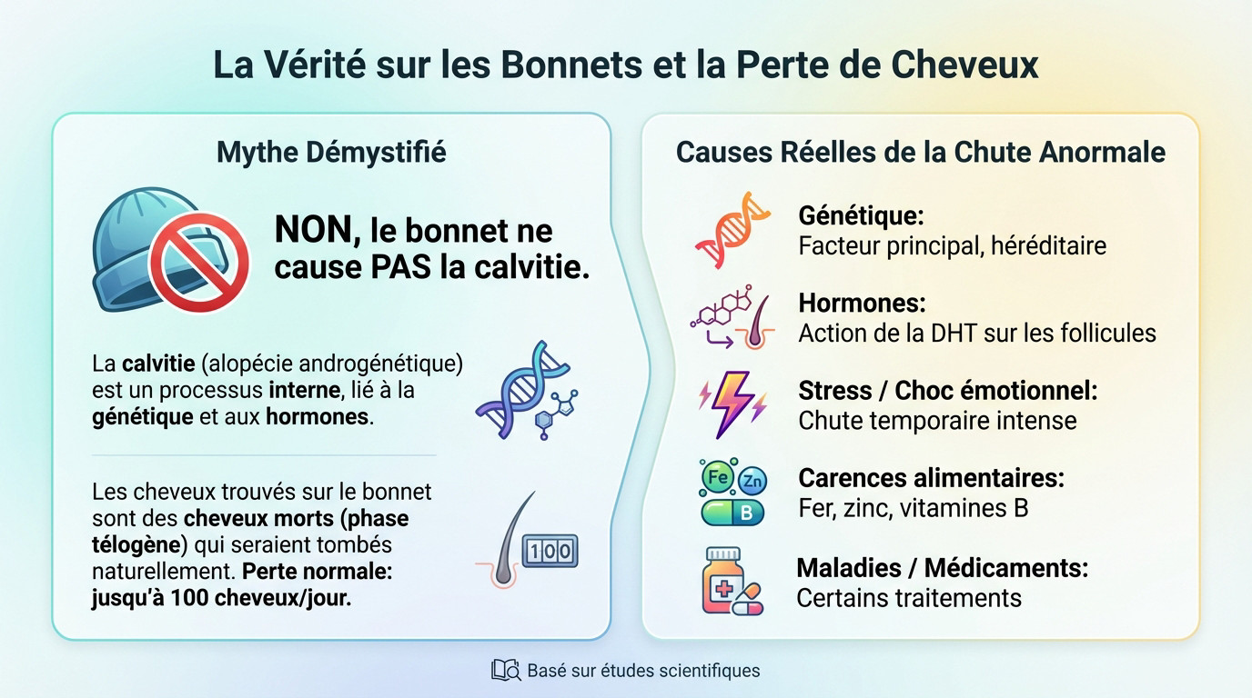 Homme portant un bonnet se demandant si cela cause la perte de cheveux