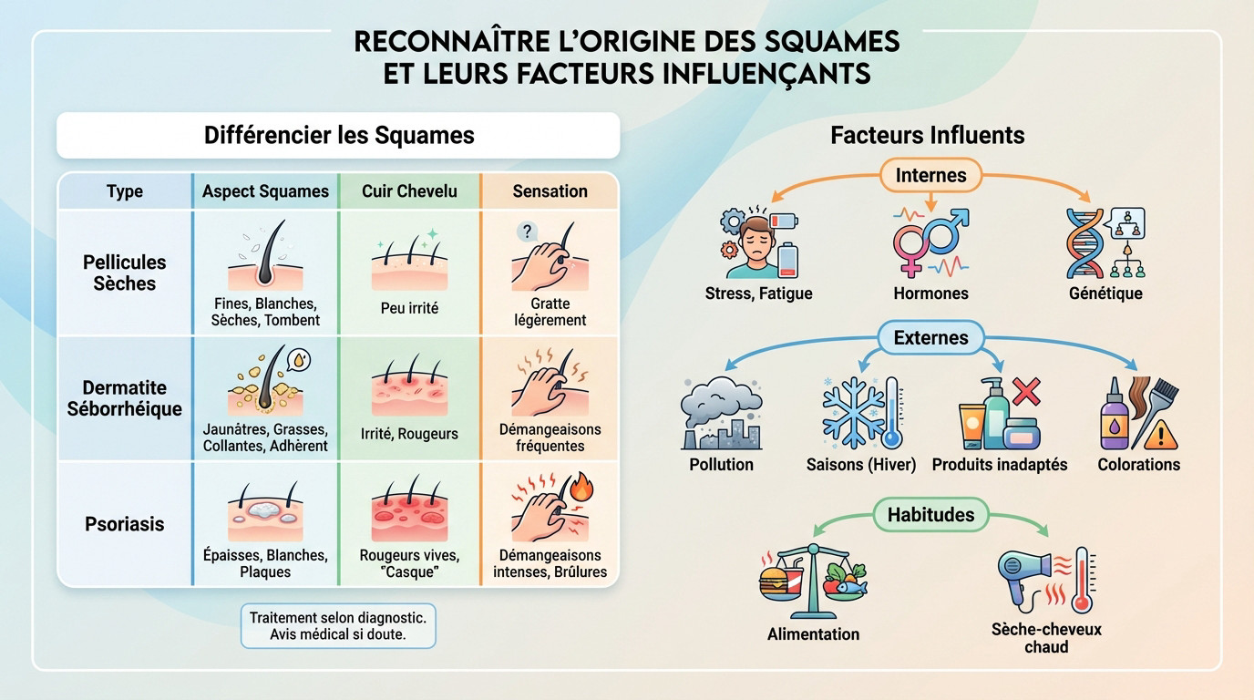 Analyse des types de squames et facteurs aggravants pour le cuir chevelu